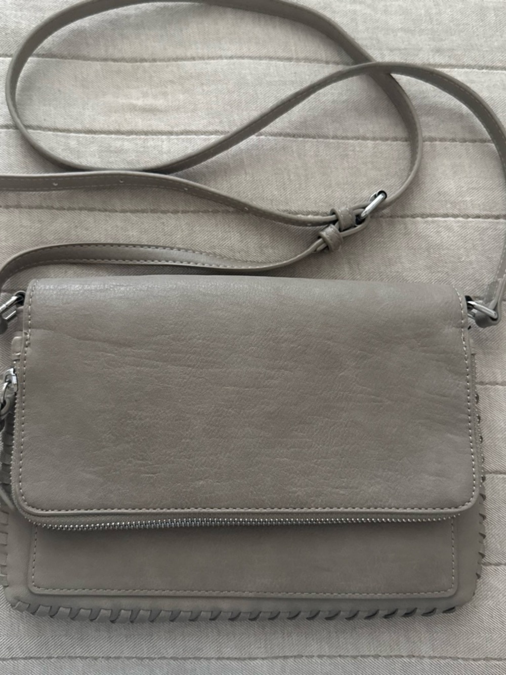 Antik Kraft Taupe Crossbody Bag with Flap